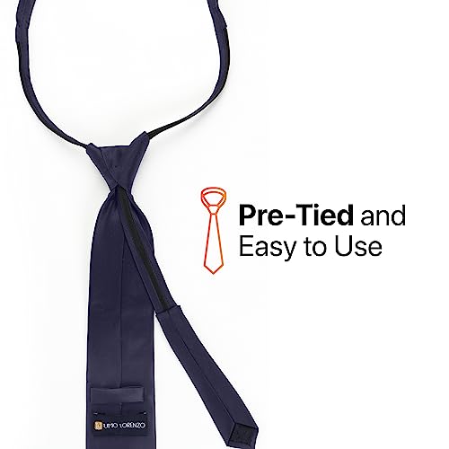 Image of boxed-gifts Umo Lorenzo Mens Zipper Ties Solid Color Pre Tied Polyester Neckties for Men and Women