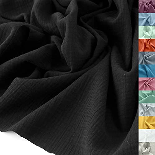 TOLKO 50cm Musselin Stoff Meterware | weicher Baumwollstoff für Kleid Bluse Baby Tuch Decke Tagesdecke Bettwäsche | ÖkoTex Double Gauze | uni Baumwollstoffe Dekostoff Stoffe zum Nähen Meterware