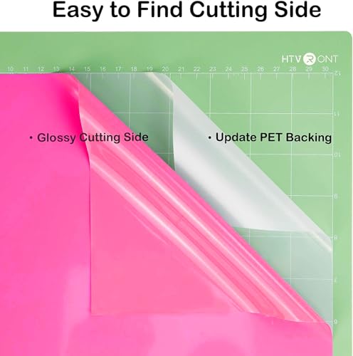 Image of HTVRONT Neon Pink Permanent Vinyl - 12 inch x 14 FT Glossy Neon Pink Adhesive Permanent Vinyl Roll Compatible with Cricut Cutting Machine, Silhouette, Cameo Cutters, Scrapbooking, Craft, Die Cutters