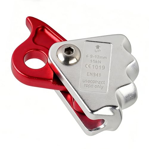 HERCHR Rope Grab Ascender, 15KN Self-Braking Stop Descender Safety Rescue Rope Clamp Rock Climbing Gear for 9-12mm Belay Device Tree Arborist Expedition Caving Rescue Aerial Work