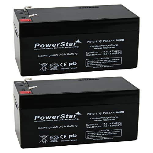PowerStar 12V 3.3Ah Battery Compatible with UB1234 BP3-12 ES3-12 PW1203-2 Pack
