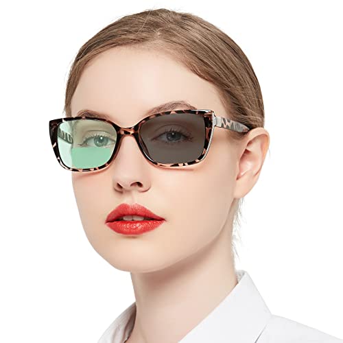 OCCI CHIARI Transition Photochromic Bifocal Reading Glasses Womens,Big Clear UV Protection Sunglasses Readers1.0 1.5 2.0 2.5 3.0 3.5 4.0(Tortoise +100)