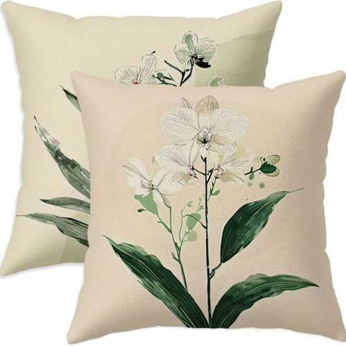Housse coussin 80x80cm taie oreiller lin vert fermeture éclair - 2