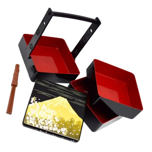 LOLIPPYY 中号手提三寿司盒 製 耐久性 ピクニック用多機能弁当容器 和風伝統寿司トレイ 食品 設計