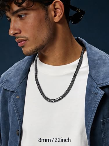 Image of PROSTEEL Stainless Steel Flat Box Link Chain Necklace for Men