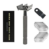 Butterfly Safety Razor Kit with 10 Blades, Double Edge Safety Razor For Men Women, Metal Single One Blade Razor Fits All Double Edge Blade, Safe Quick to Change Blade, Eco Friendly DE Razor