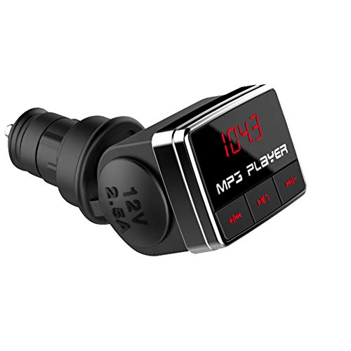 Bluetooth Car FM Transmitter Audio Adapter Receiver Wireless Hands Free Car Kit 1.3 Inch Display with Single USB Port Charger Support TF Card/USB Disk