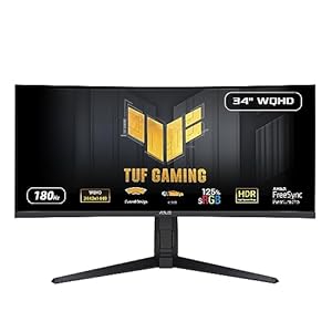 ASUS TUF Gaming VG34VQL3A 34 Zoll Curved Gaming Monitor (WQHD 3440x1440, 180Hz, 1ms GTG, 1500R, ELMB, FreeSync Premium Pro, 125 Prozent sRGB, DisplayHDR 400, DisplayWidget)