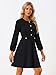 Allegra K Work Office Dress for Women's Button Decor A-Line Long Sleeve Dress Large Black