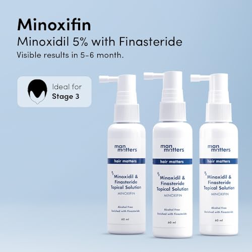 Image of Man Matters 5% Minoxidil + 0.1% Finasteride Solution 60ml | For Hair Loss & Hair Growth | Alcohol Free (Pack of 3)