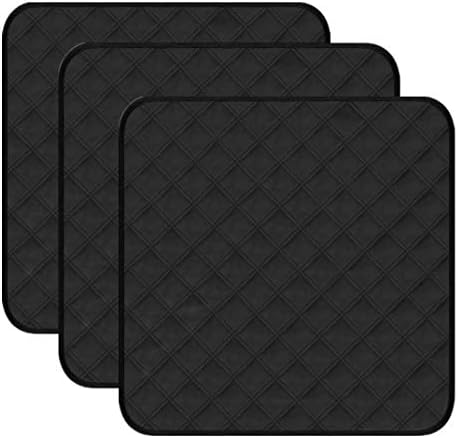 RIQINXIN 3Pcs Washable Incontinence Chair Pads Waterproof Seat Protector Pads for Chairs 21x22in Black
