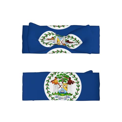Belize Flag Baby Bow Headband, 2.4 * 6.7 Inch Baby Headband, Suitable for Babies 0-6 Months Old, Very Meaningful Gift2