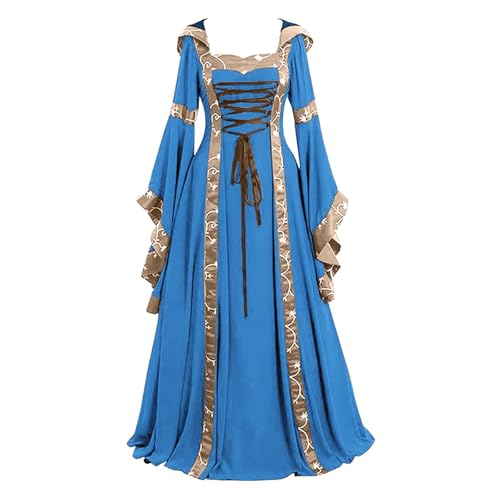 Vestido medieval elegante con mangas de campana para fiesta de corte histórica