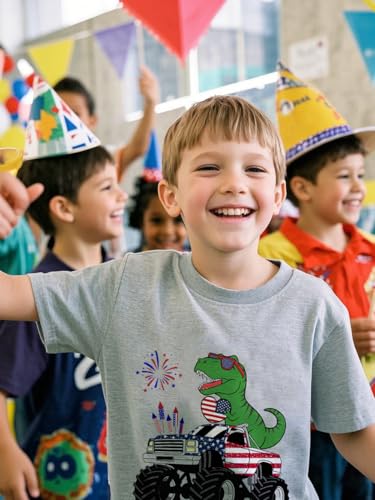 Kids 4th of July Shirts Boys American Flag T-Shirt Toddler Patriotic Top Short Sleeve Cotton Tees Clothes Age 2-102