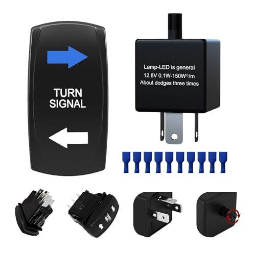 Image of Blue LED Lamp 7-PIN Turn Signal Rocker Switch (ON-Off-ON DPDT Switches) with 3-PIN CF13 Adjustable Flasher Relay for Car UTV ATV Motorcycle Truck Trailer Caravan SUV