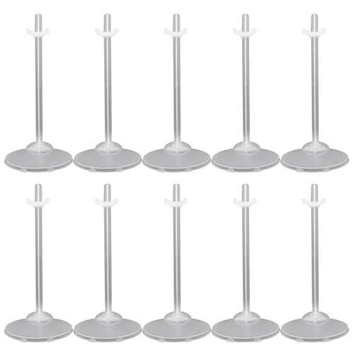 Floatdream 10 Stücke Puppenständer, Verstellbar Puppenständer , Transparenter Puppenständer, für Puppenregal verwendet, Teddy, Ultraman usw(2 Farben)