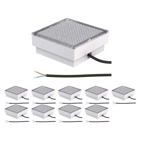 Pavé encastré de sol LED carré IP67 ledscom.de : balisage extérieur étanche blanc chaud 15x15cm