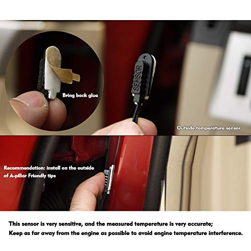 RuleaxAsi Termômetro do carro Relógio Digital DC 12 V Relógio de Automóvel LED Iluminado Auto Dual M