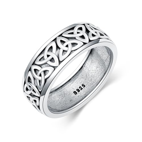 Celtic Knot Ring Sterling Silver 8mm Celtic Knot Wedding Band Ring Gift for Men Women