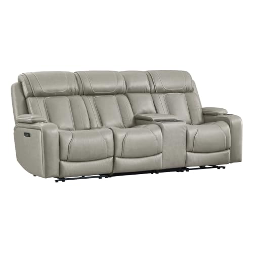 Image of Watson & Whitely Power Reclining Sofa 3-Seat with Console, Light Grey