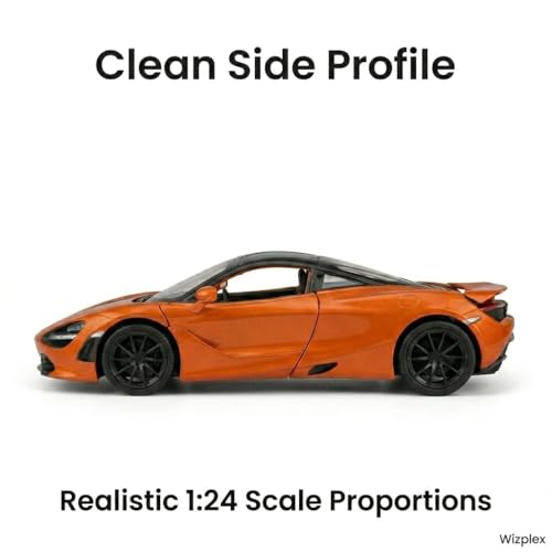 Image of McLaren 720S 1:24 Scale Die-Cast Car Model Orange - Dihedral Butterfly Doors Sound Light Pull-Back Alloy Metal Collectible Toy Car