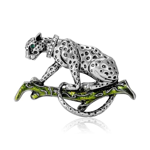 Broche léopard vintage pour homme et femme coadipress avec strass sur branche