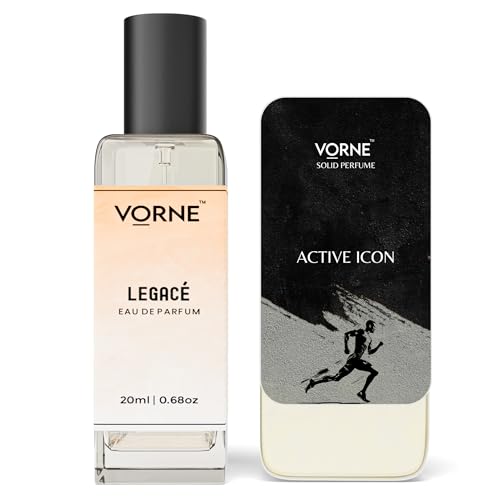 Image of VORNE solid perfume 12g & EDP for men 20ml | Legace & Active Icon | Gift Set for men | Strong Long-Lasting, alcohol-free, Fresh woody and Fruity fragarance | Ideal for daily use | Pack of 2 | Valentine's day gift