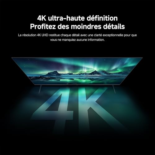XIAOMI TV A Pro 75, 190 cm (75 Pouces), 4K UHD QLED, Smart TV, Google TV, Contrôle Vocal, HDR10+, Mode Game Boost 120Hz, MEMC, 2Go+8Go, Compatible avec Airplay & Google Cast