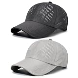 AYPOW 2 Stück Baseball Cap Herren Damen, Atmungsaktivem UV-Schutz Basecap Schnelltrocknend Leichte Baseball Kappe Unisex Verstellbar Snapback Schildmütze für Outdoor-Aktivitäten Golf Tennis Sommer