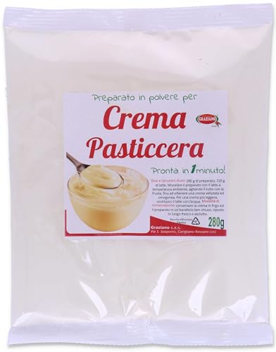 Graziano, Preparato Completo in Polvere per Crema Pasticciera, Permette di Ottenere in Pochissimi Minuti una Crema Lucida, Corposa e Cremosa, 280 g