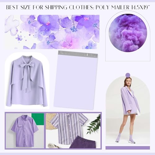 Image of Metronic Large Poly Mailers 24x24 300 Pcs, Strong Adhensive Shipping Bags for Clothing, Waterproof Mailers Bags for Small Business, Shipping Envelopes, Tear-resistant Mailing Bags Bulk in Lilac Purple