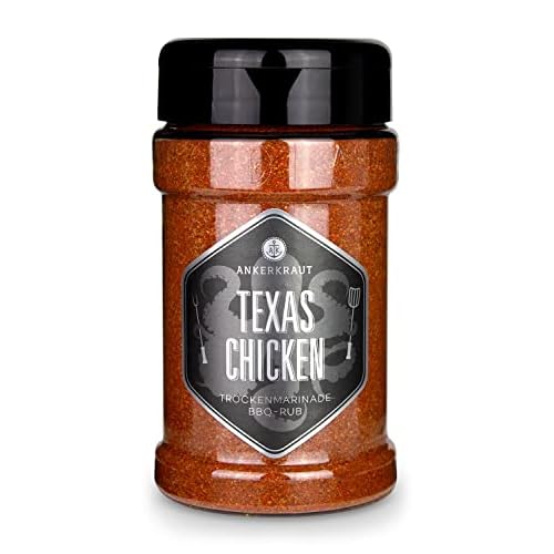 Ankerkraut Texas Chicken, BBQ Rub, Gewürzmischung für Chicken Wings, Hähnchen und Pulled Chicken, mit Salz, Pfeffer, Zwiebel und Knoblauch, 230 g im Streuer
