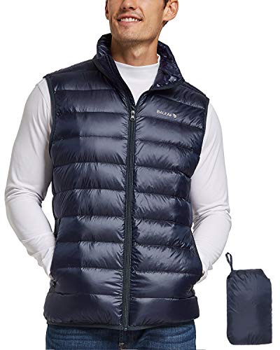 BALEAF Men's Lightweight Down Vest Packable Puffer Vest Dark Blue XXL