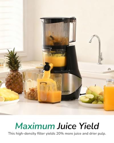 Canoly C09 Cold Press Juicer, 6" Extra Wide Feed Chute, 3-IN-1 Strainers (Juice & Sorbet & Nut Milk), Powerful AC Brushless Motor, Self Precut System, Juicer Machines with BPA-Free (Classic) - Image 5