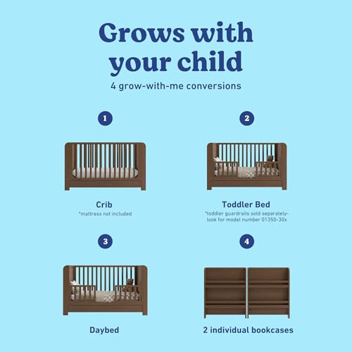 Image of Graco Read-with-Me 4-in-1 Convertible Crib with Drawer - GREENGUARD Gold Certified Converts to Toddler Bed, Daybed, and Functional Bookshelves (Hazelnut)