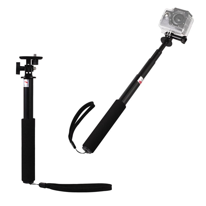 HuaerHui Aluminum Selfie Stick w/Hand Strap Diving Extendable Floating Hand Pole Monopod for GoPro Max 12 11 10 9 8 7 Insta360 X4 X3 ONE X2 AKASO SJCAM DJI Action Camera Compact Camera Smartphone