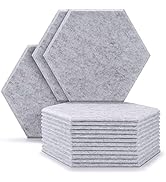 12 Pack Set Hexagon Acoustic Absorption Panel, 11.8 * 10.2 * 0.35 Inches Acoustic Soundproofing I...