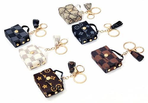 Image of JSR Designer Mini Bag Keychain with Tassel, Gold Chain, Multiple Patterns, Fashion Accessory For Car Bike Purses And Gifting