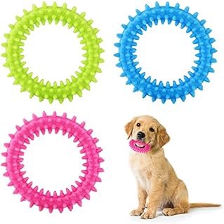 Cobee Puppy Teething Chew Toys, 3 Pieces 360° Clean Pet Teeth and Soothe Itching Small Dog Puppy Toy Ring Rubber Dog Chew Toy Oral Health Puppy Interactive Chew Toy