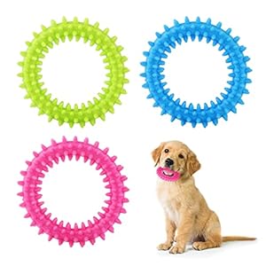 Cobee Welpen Beißungsspielzeug, 3 Stück 360° Saubere Haustierzähne und Beruhigen Juckreiz Kleine Hunde Welpenspielzeug Ring Gummi Hund Kauspielzeug Mundgesundheit Welpe Interaktives Kauspielzeug