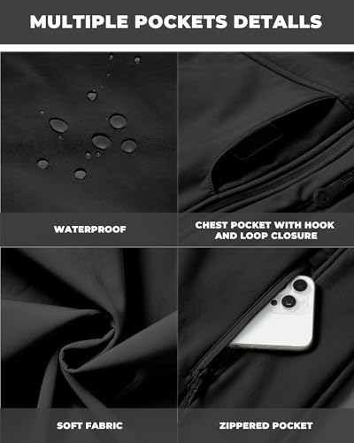 WULFUL Men's Lightweight Softshell Jacket Warm Fleece Lined Windbreaker Waterproof Soft Shell Outdoor3
