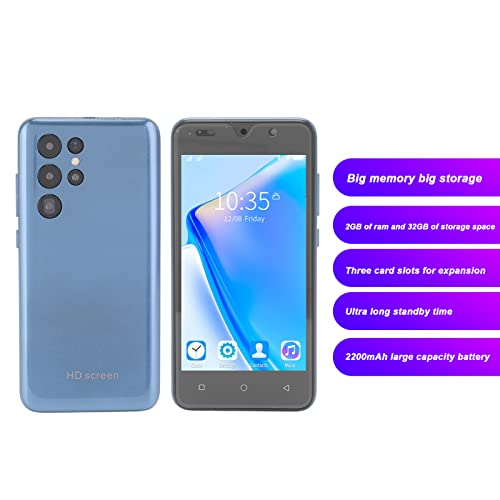 5.0 Inch 3G Unlocked Android Smartphone, 2Gb Ram 32Gb Rom, Dual Card Dual Standby Face Unlock Cellphone, Ultra Thin Mobile Phones(5.0" Light Blue) #TOP1