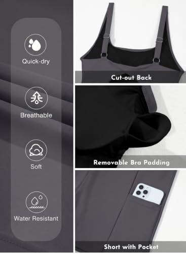Image of Aleumdr One Piece Swimdress Swimsuit for Women Tummy Control Split Swim Dress Skirt Bathing Suit with Pockets