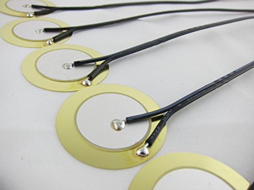 Goedrum Pack Of 5 Prewired 35Mm Piezo Disc And Double Sided Adhesive Foam Circle #TOP2