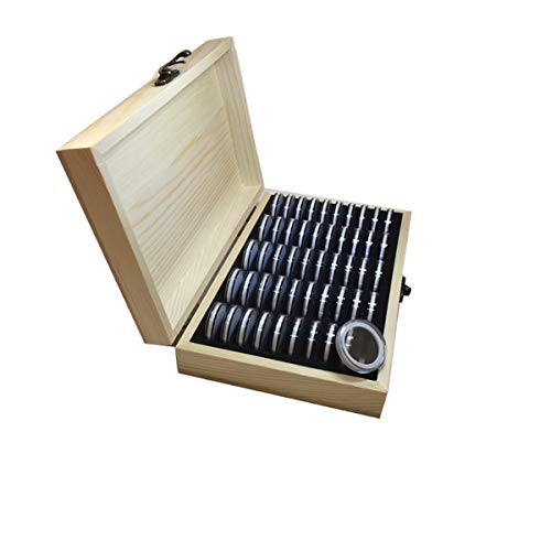 MJJEsports 50Pcs 25/27/30Mm Moneda De La Exhibición Del Soporte De La Caja Para La Losa Certificada Con La Caja De Madera - imagen 8