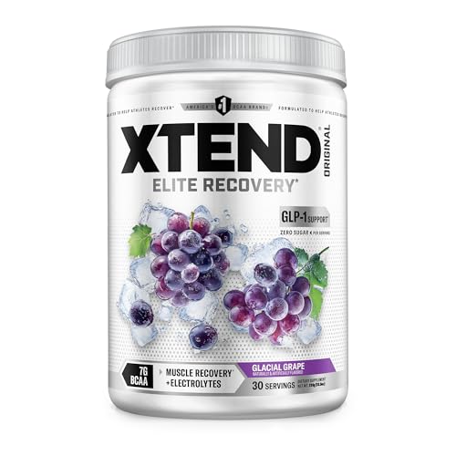 Image of Xtend Original BCAA Powder, 7g BCAAs and 2.5g L-Glutamine for Muscle Recovery Hydration and Lean Muscle, Sugar Free Intra and Post Workout Drink with Electrolytes, Glacial Grape, 30 Servings