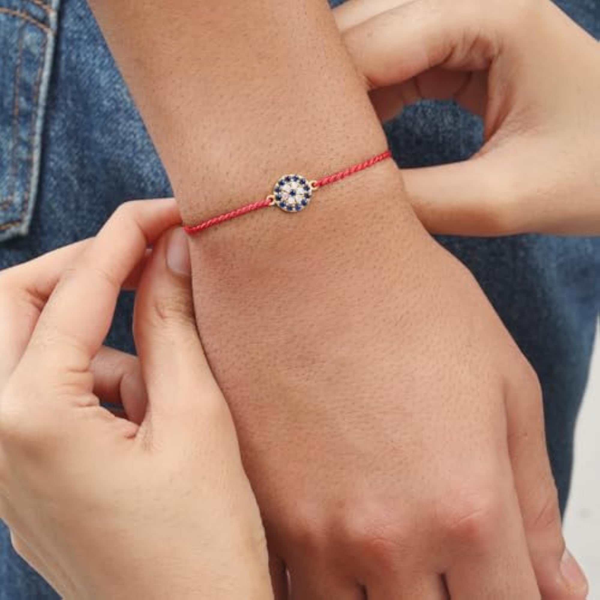 925 Sterling Silver Evil Eye Cubic Zirconia Rakhi for Men