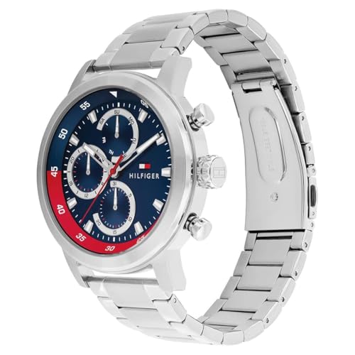 Image of Tommy Hilfiger Rocky Quartz Analog with Blue Dial Silver Stainless Steel Strap Watch for Men - TH1792179
