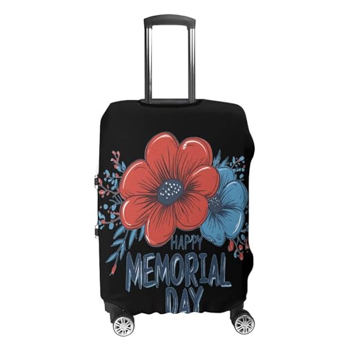 Memorial Day Red Blue Flower Luggage Covers Washable Travel Suitcase Cover Elastic Baggage Protector4