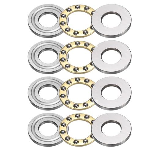 Image of sourcing map 4pcs F10-22M Thrust Ball Bearings, 10mm x 22mm x 7mm Miniature Thrust Bearing with Washers Chrome Steel Single Direction for Conveyor Systems Machine Tools